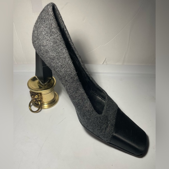 Prada charcoal gray wool pumps heels with - Picture 11 of 12